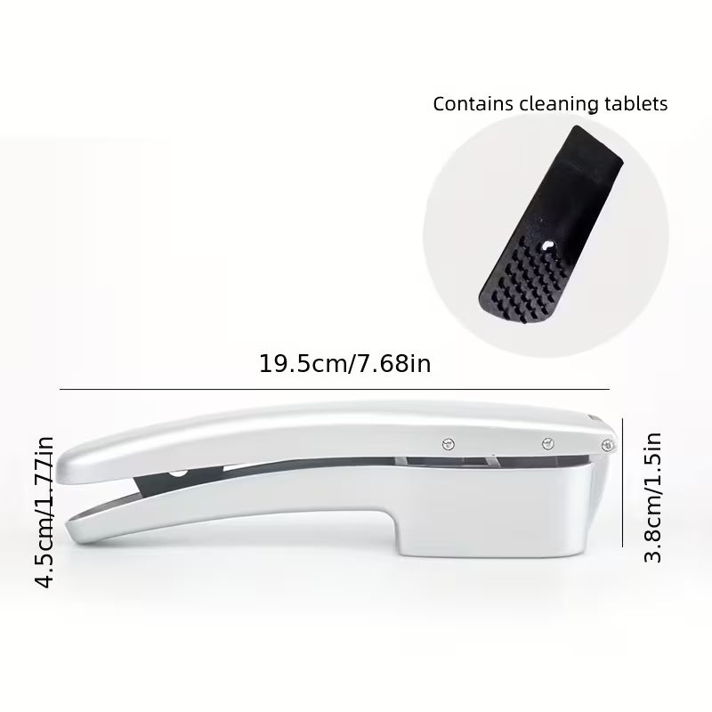 1pc Garlic Slicer And Mincer 2-In-1 Garlic Press | Multifunctional Garlic Masher Household Garlic Crusher Kitchen Gadget Artifact Aluminum Alloy with Black Cleaning Piece