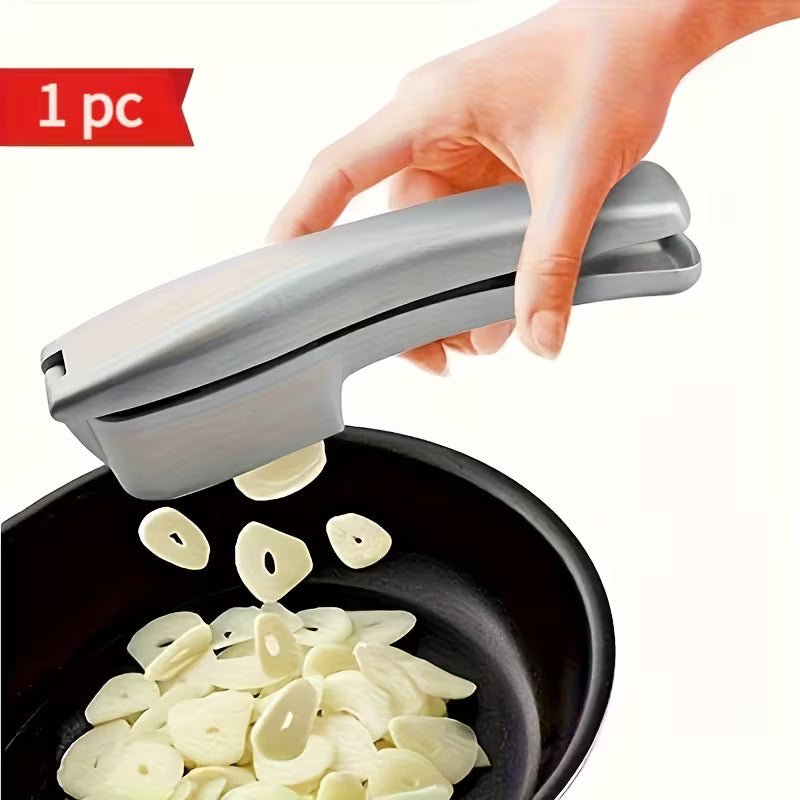 1pc Garlic Slicer And Mincer 2-In-1 Garlic Press | Multifunctional Garlic Masher Household Garlic Crusher Kitchen Gadget Artifact Aluminum Alloy with Black Cleaning Piece
